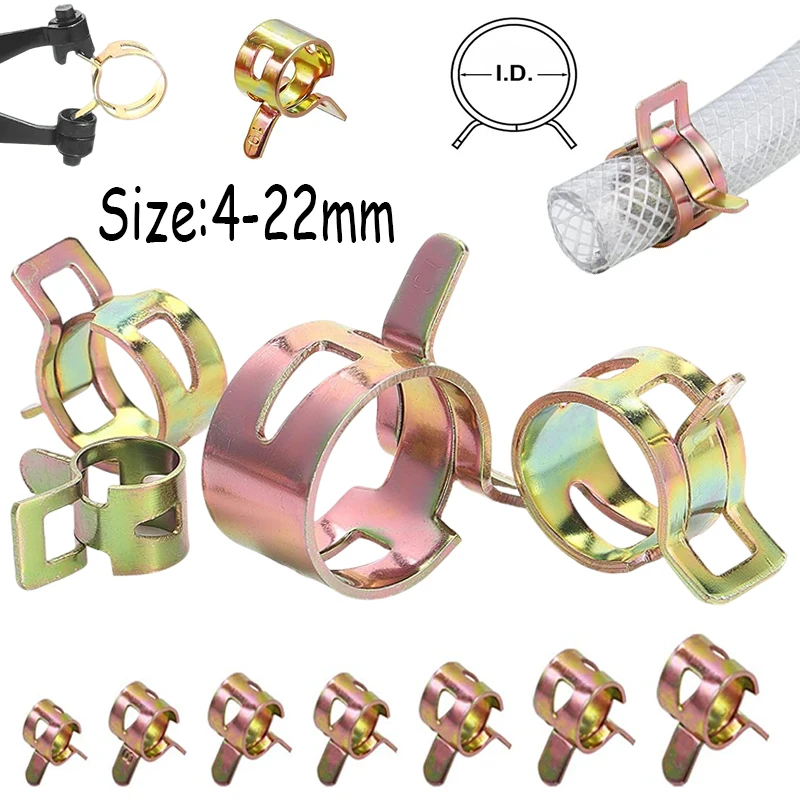 10-50Pcs 4-22mm Fuel Vacuum Silicone Hose Clamp, Auto Spring Clip for Fuel Oil Water Airs Pipe Tube, Auto Car Repair Parts