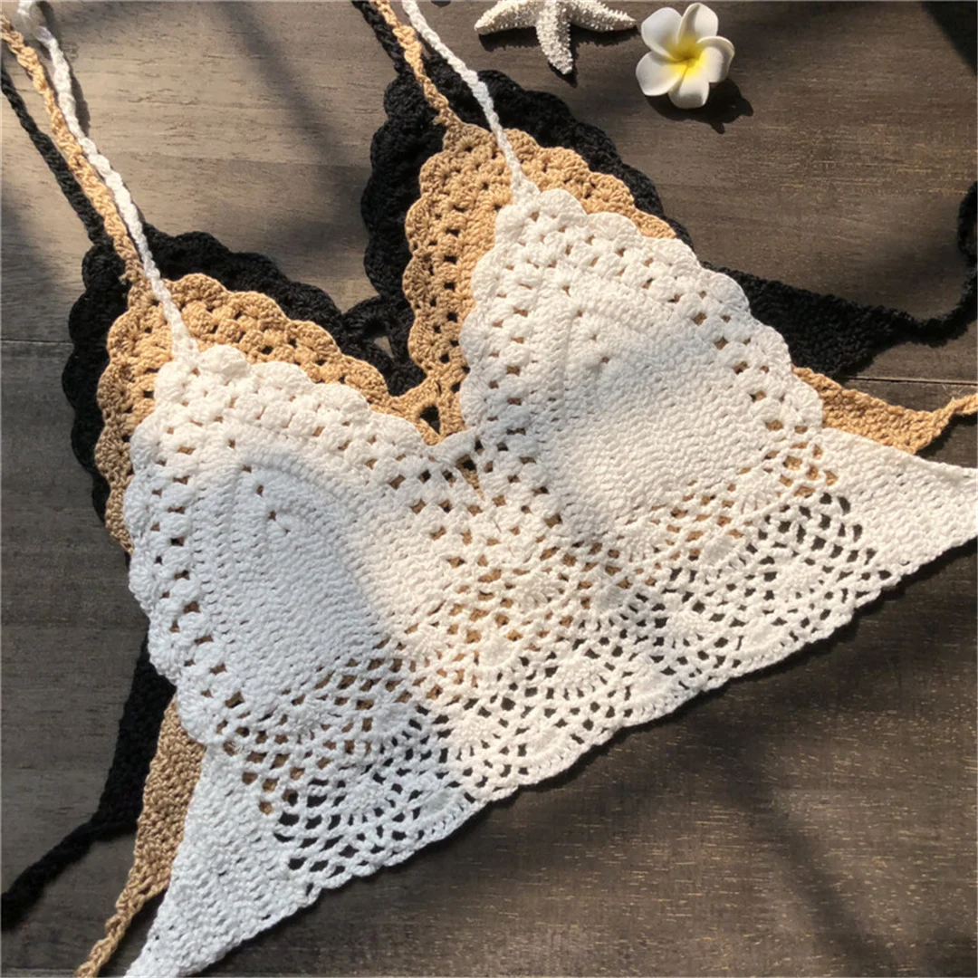 S - XL 9 Farben Häkel-Bikini-Oberteil Damen-Badeanzug Frauen-Bademode Badebekleidung Badeanzug mit Ausschnitten Strand-Top V4193 – Detail 29
