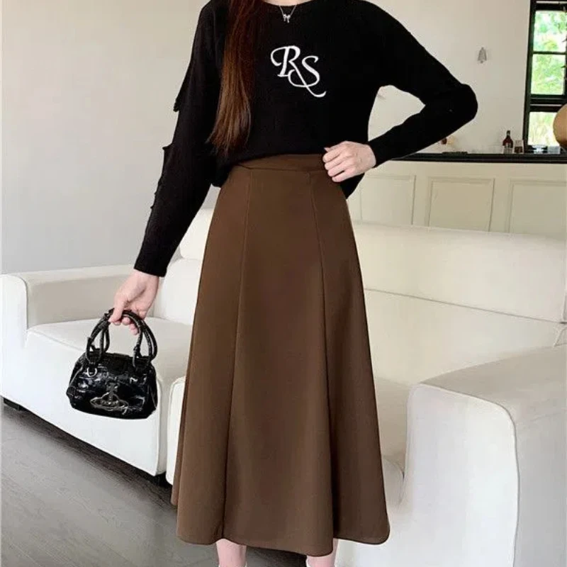 New Fashion Versatile Half Length Skirt for Women to Look Thin Hairy Large Umbrella Skirt, Stylish A-line Medium Length Skirt