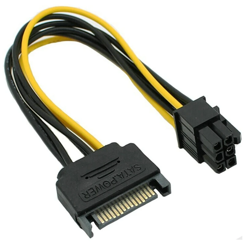 15-Pin Sata Male To 8-Pin (6+2) Pci-E Power Cable 15Cm Sata Cable 15-Pin To 8-Pin Cable 18Awg Graphics Card Cable