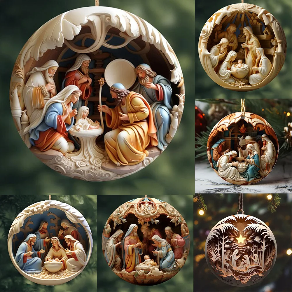 

2025 Easter Nativity Keepsake Christmas Ornament, Acrylic Car Pendant, Prayer Pendant, Jesus Christ Religious Hanging Ornament