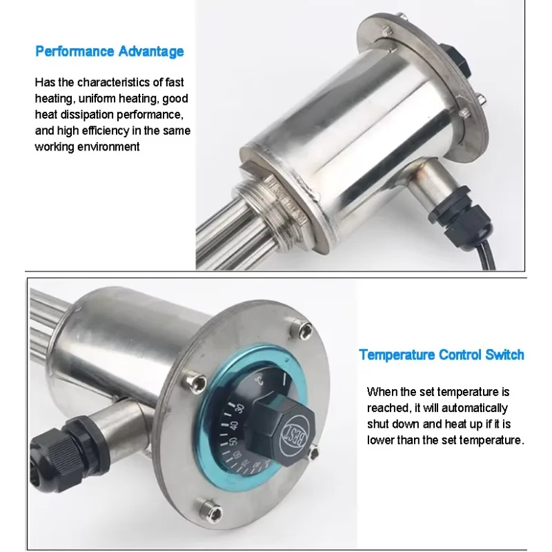Stainless Steel Electric Water Immersion Threaded Flange Heating Tube with Thermostat