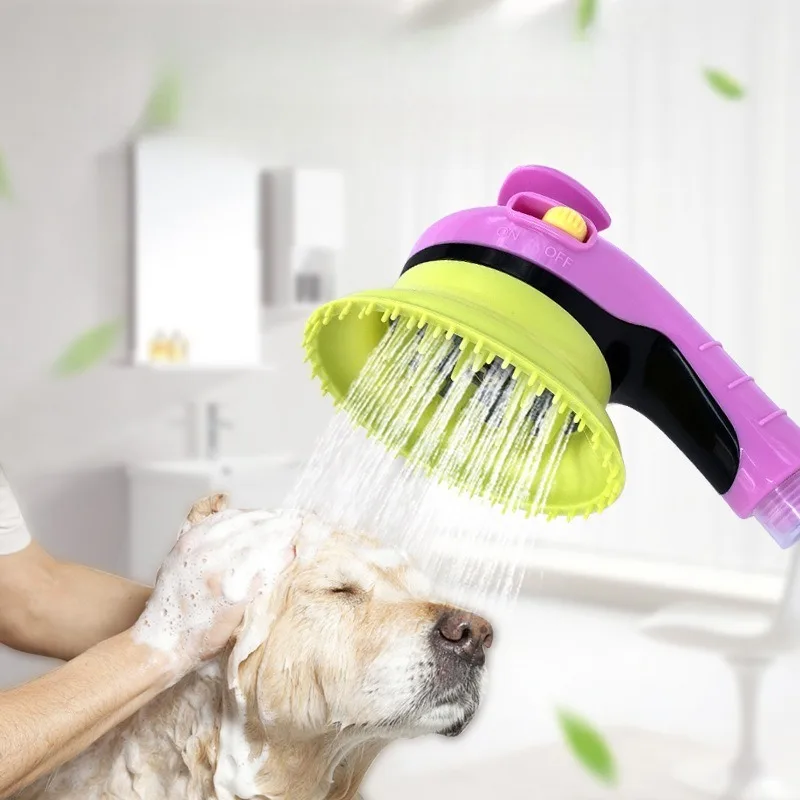 

Pet Bath Shower Sprayer Handheld Grooming Brush Massage Cleaning Tool Soft Bristles Washing Convenient Dogs Cats Supplies