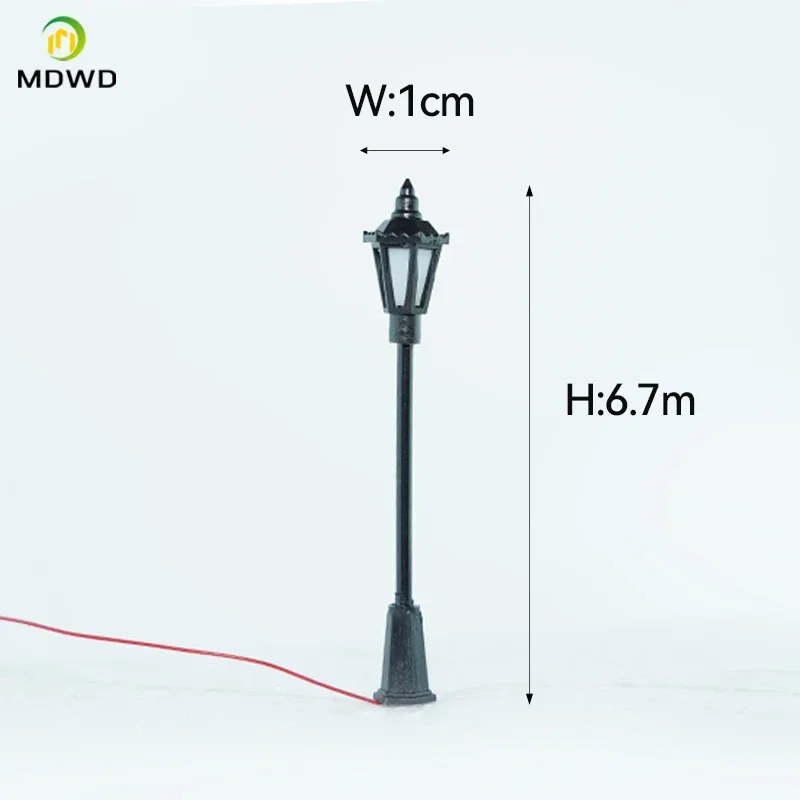 5PCS 6.7 ซม.รุ่นรถไฟ LED โคมไฟ Garden Street Light HO Scale 1:87 สําหรับ Diorama รูปแบบอาคาร