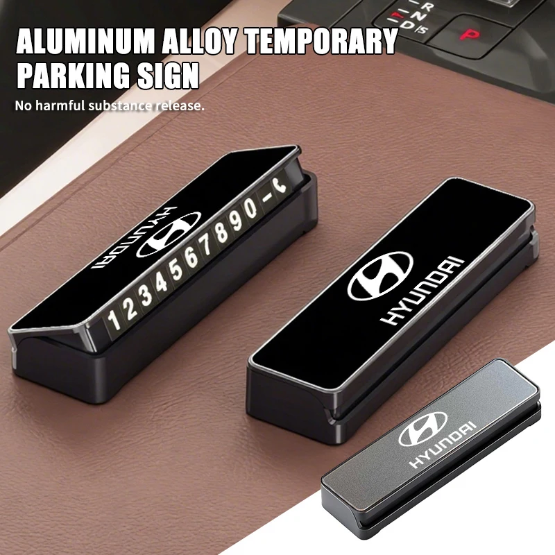 

For Hyundai Car Hidden Mobile Phone Number Plates Alloy Temporary Parking Signs i10 i20 i30 i40 ix20 ix35 ix55 Venue Nexo‌ IONIQ