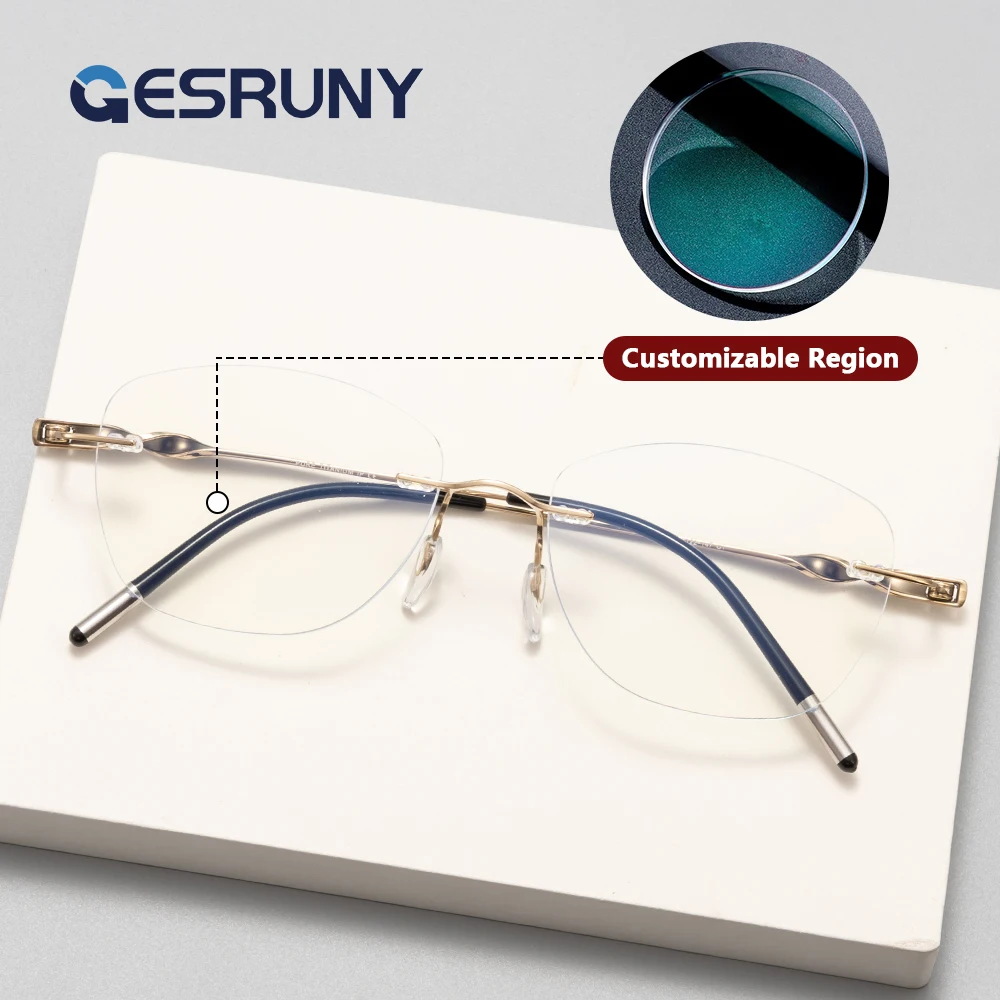 

Gesruny Luxury Frame Progressive Prescription Glasses Titanium Myopia Optical Lenses Eyeglasses For Women Men Reading Eyewear