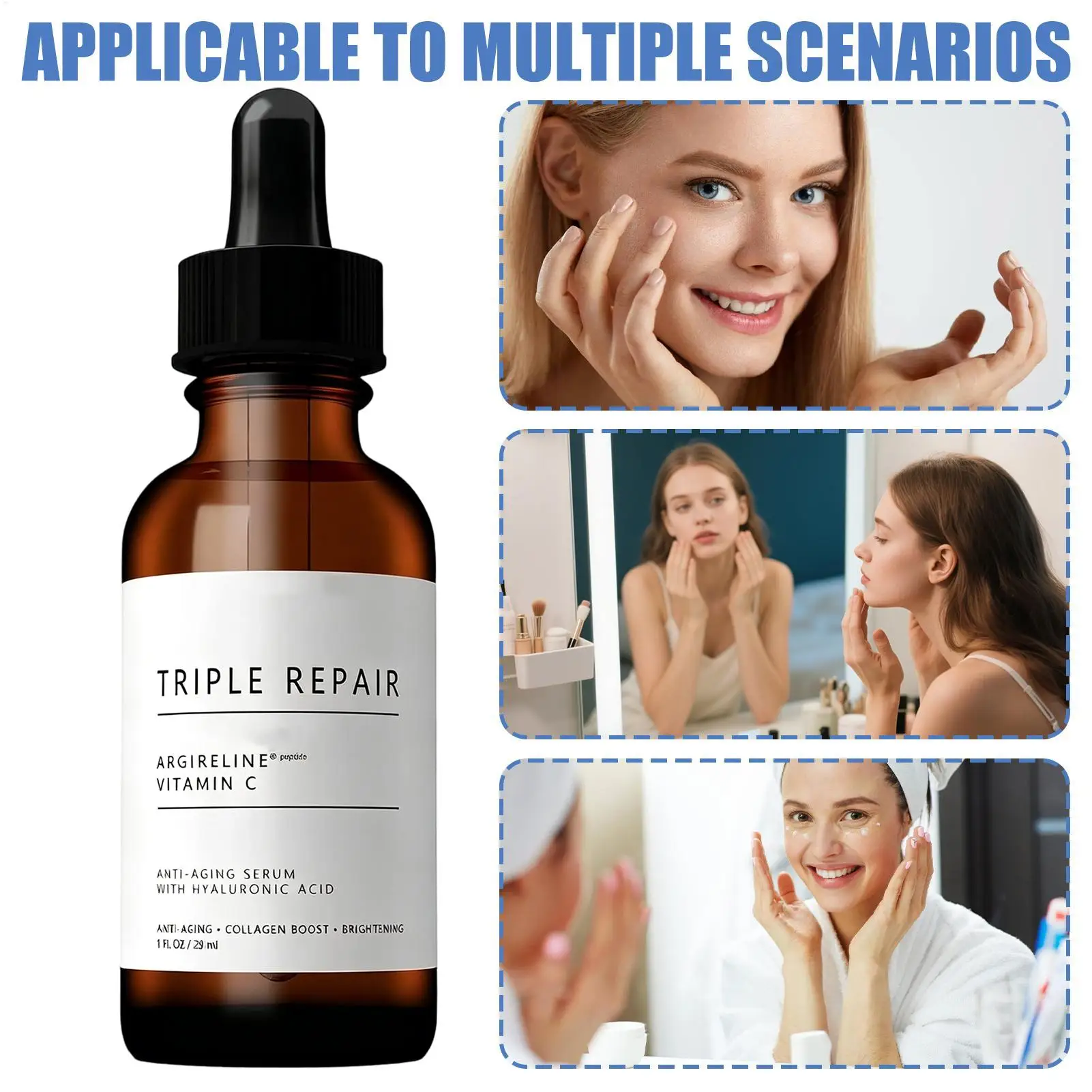 Sérum Revitalizante com Ácido Hialurônico e Vitamina C, Anti-envelhecimento, Redutor de Rugas, Sérum Hidratante e Firmador para o Rosto