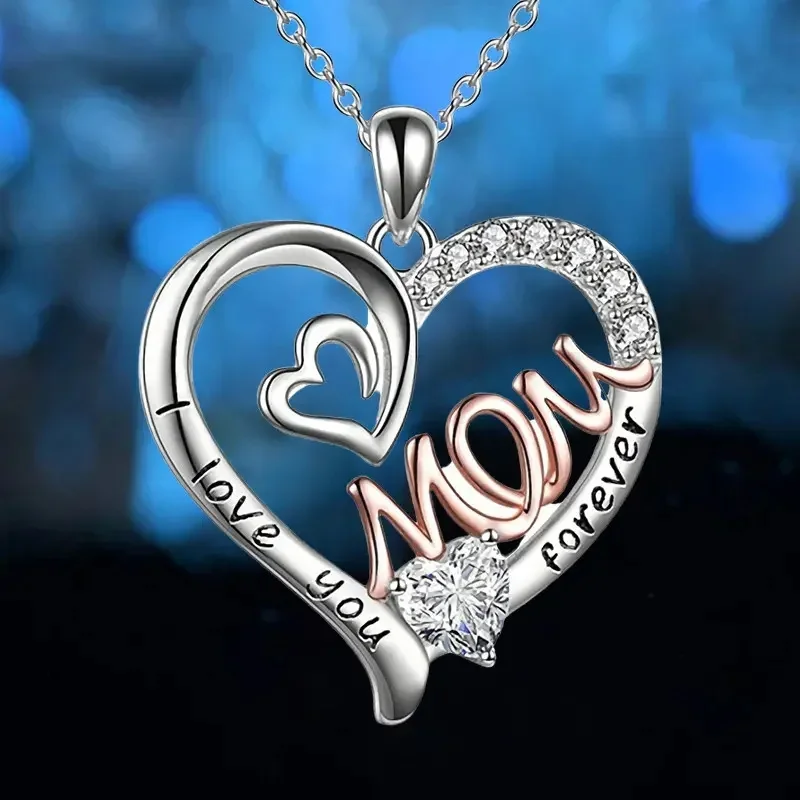 Creative Exquisite Heart Mom Pendant Necklace Decorative Accessories Holiday GiftAnniversary PartyGifts Jewelry in A Niche Style