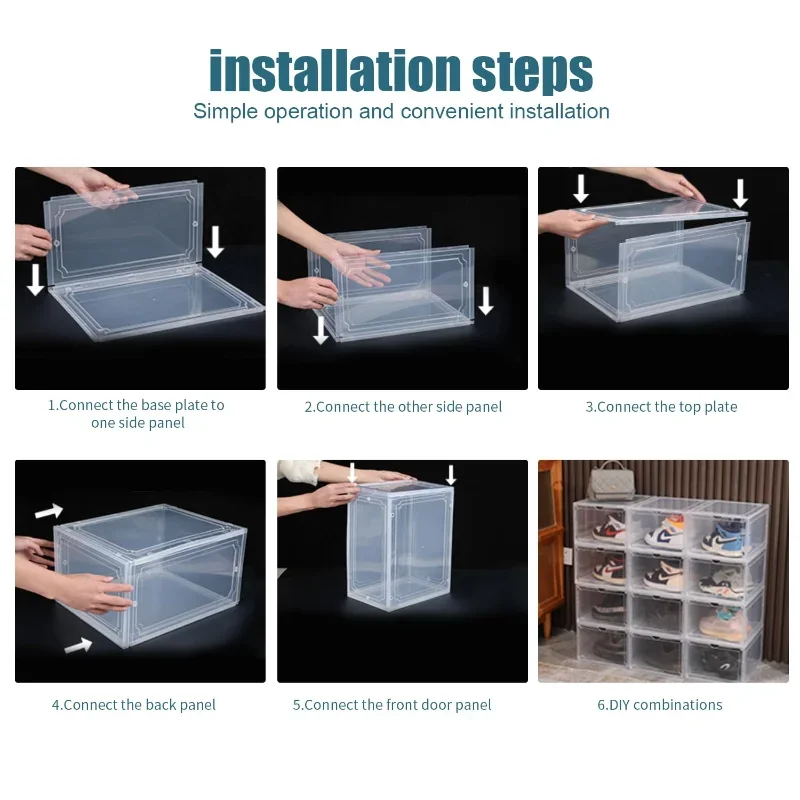 1pcs Transparent Plastic Shoes Case Thickened Drawer Case Plastic Shoe Boxes Stackable Box Shoe Organizer Shoebox