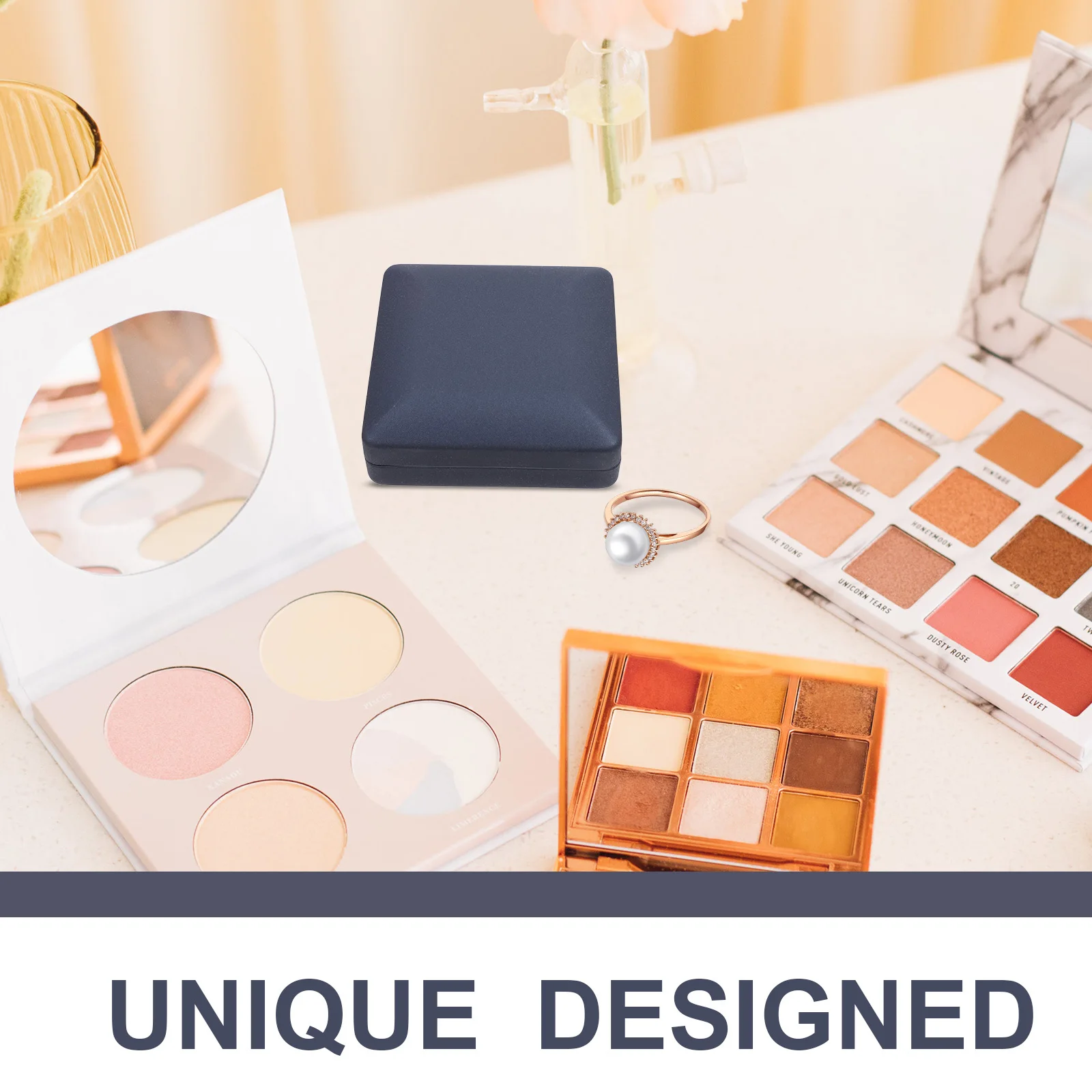 Small Ring Organizer Box Portable Jewelry Holder Exquisite PU Storage Case Flannel Lined Elegant Gift for Mother