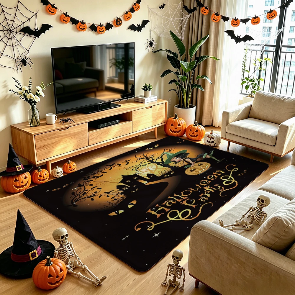 1pc Halloween party witch's haunted house living room floor mat anti-slip silicone tufted carpet bedroom