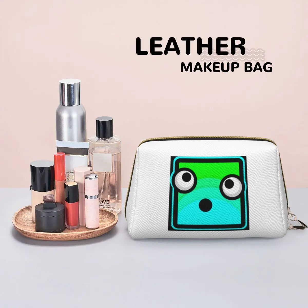 Video Game Geometry Dash Women Cosmetic Bags Travel Makeup Organizer Pouch Toiletry Storage Dopp Kit Case