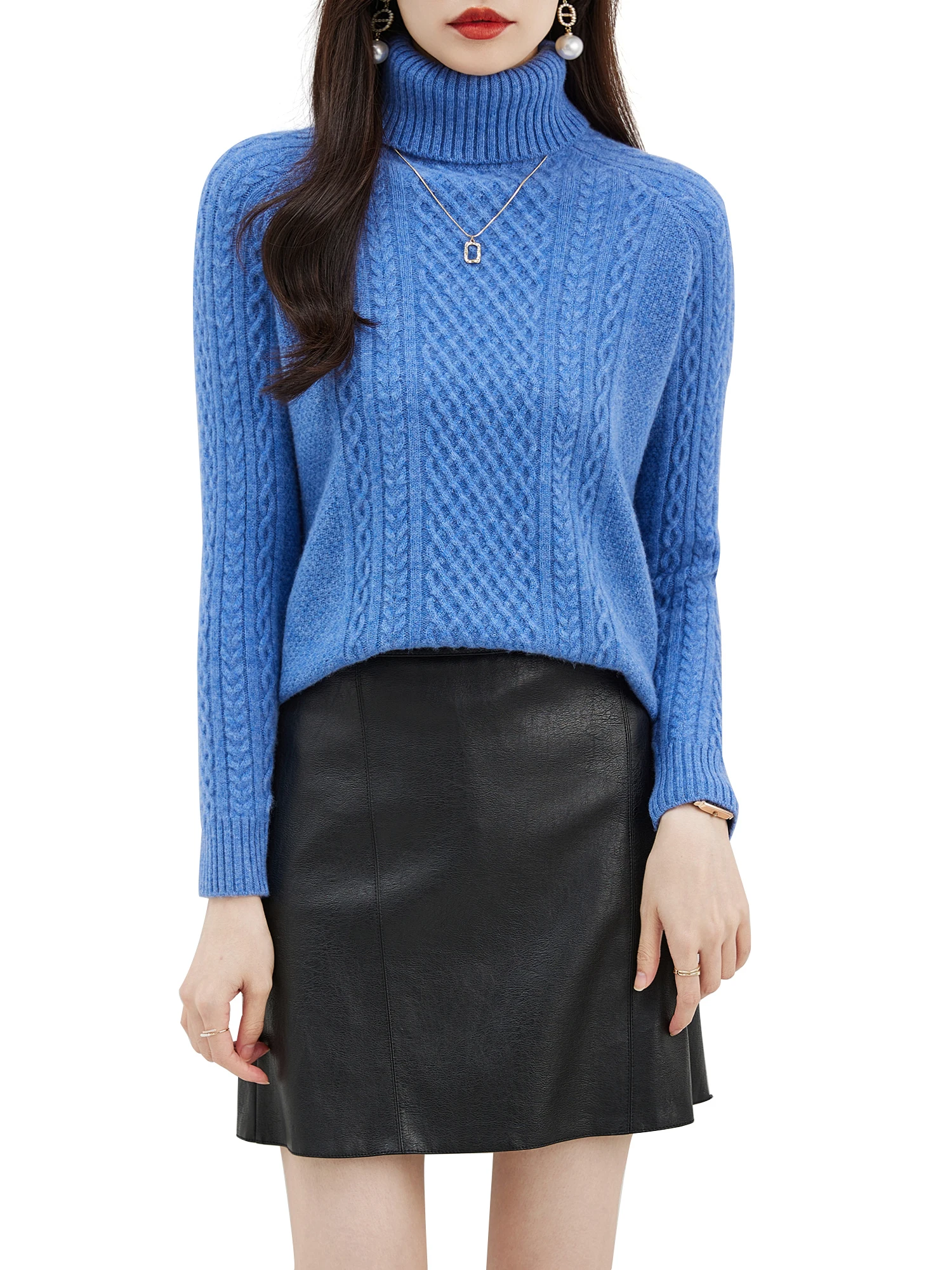 EU Size Turtleneck Women's 100% Merino Wool Sweater 2023 Fall Winter Tops Warm Pullover Long Sleeve Vintage Basic Knit Sweaters