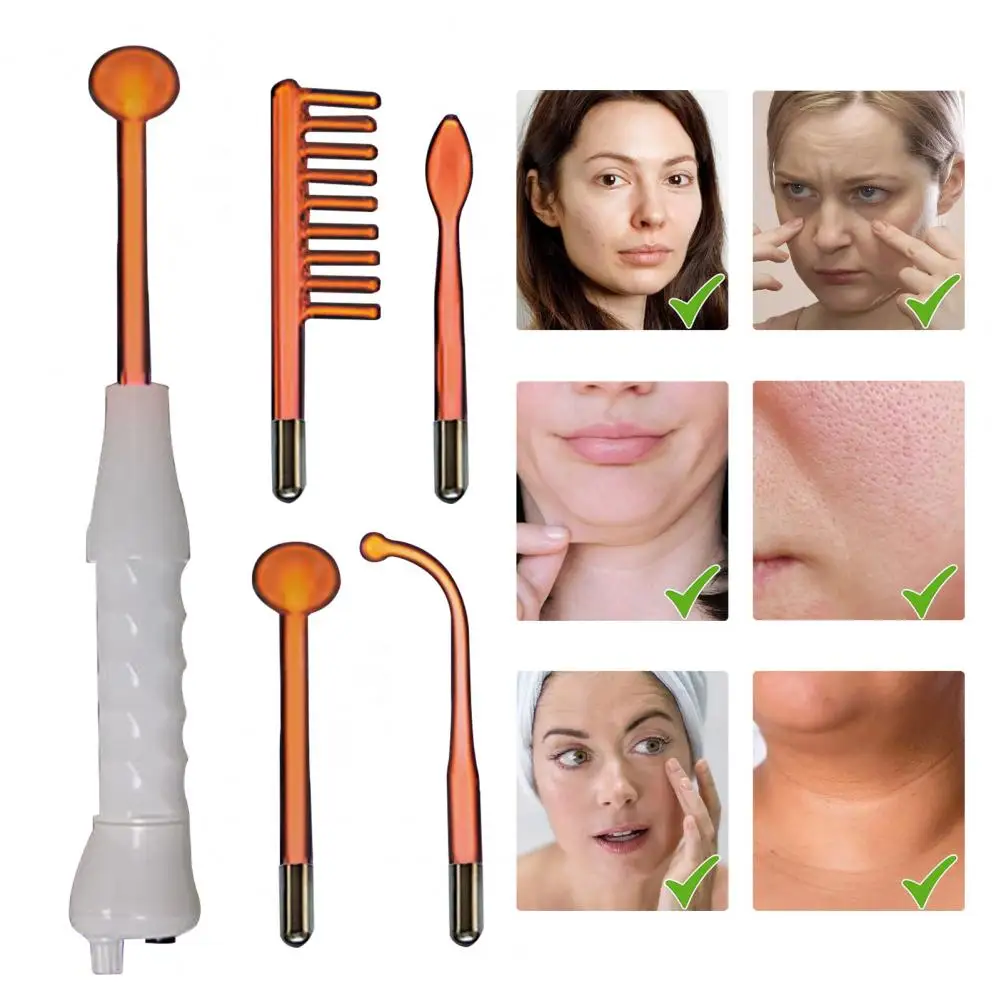 High Face Therapy Device High Face Wand Portable High Electrotherapy Wand with 4 Tubes for Anti-aging Face Care Safe for Home