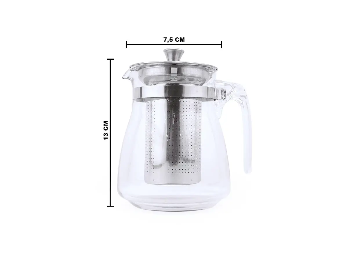 600ml Stainless Steel Removable Tea-Infosed Glass Kettle with Easy-to-Clean Luxury Line