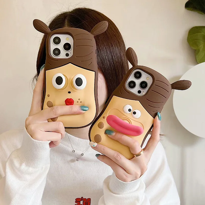 Decompression, Funny, Ugly and Cute Sausage Mouth Girl Suitable for iPhone 15 Pro Max Phone Case Apple 14 13 12 Silicone Protect