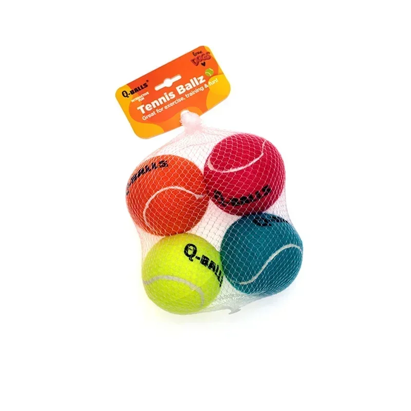 Hundespielzeug-Set Q-MONSTER Dickwandige Naturkautschuk-Quietschbälle für Hunde, Tennis, interaktive Hüpfbälle für das Training, 4er-Pack – Detail 6
