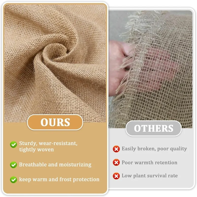 Plant Covers Freeze Protection Natural Burlap Fabric Multipurpose Tree Wrap High Density Jute Fiber Weed Barrier Weddings Decor