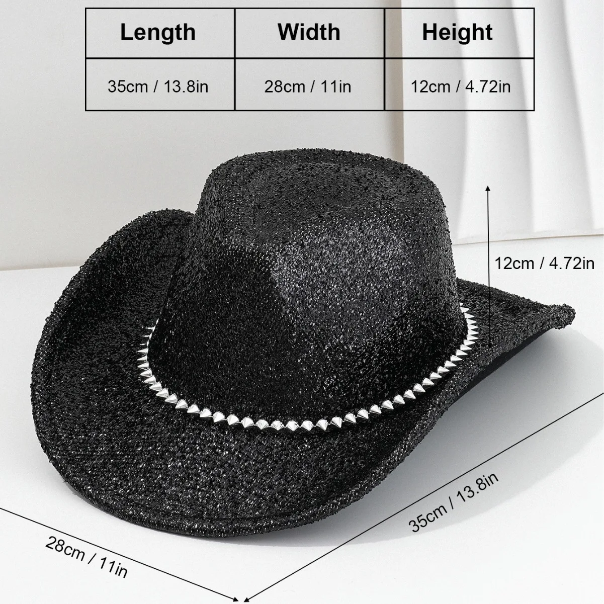 Disco Beach Cowboy Hat Rhinestone Woman for Cowgirl Costume, Top Hats, Rave Festival Accessories view 5