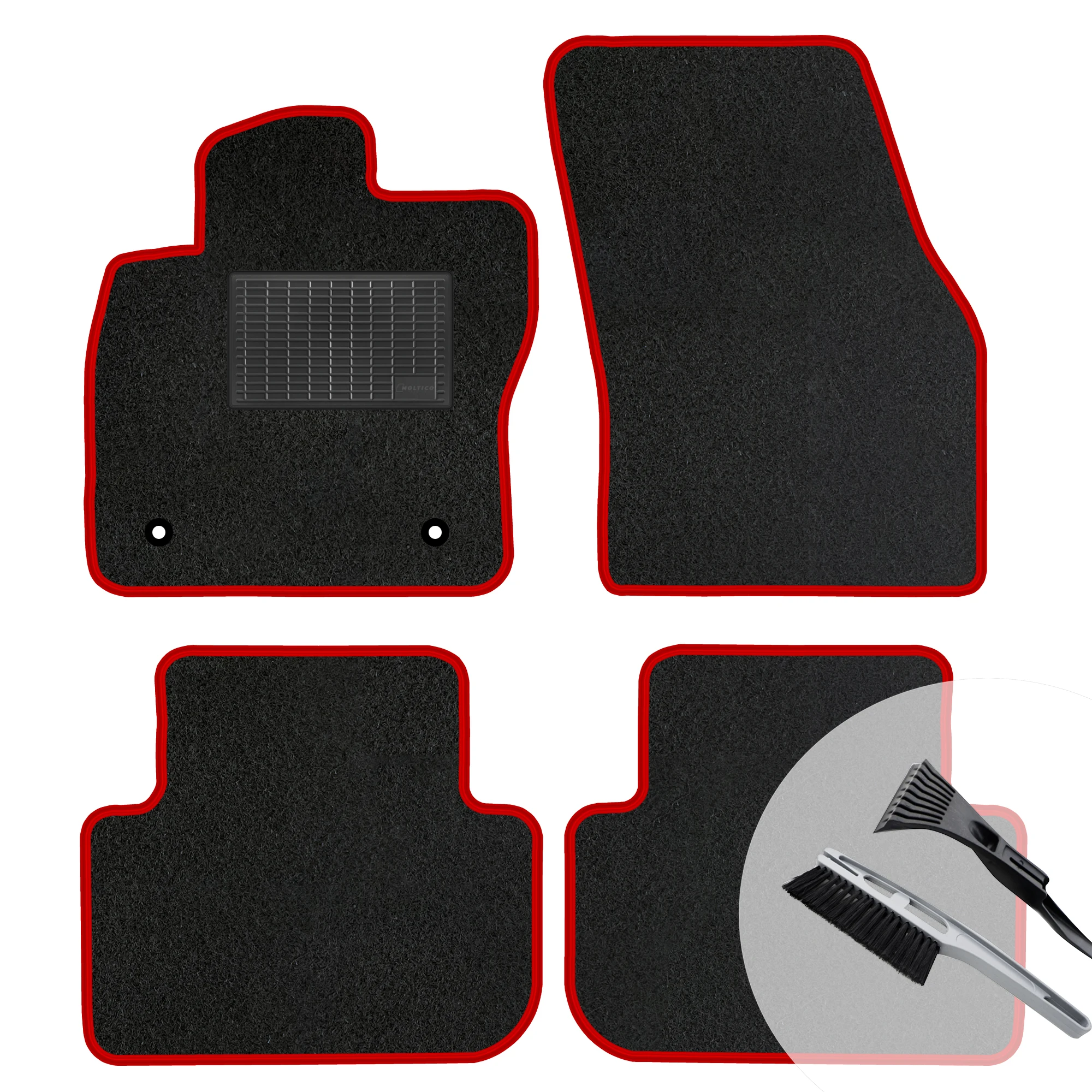 Veloursmatten, set, rode kleur – geschikt voor: Mazda 6 I, bouwjaar 2002-2007.