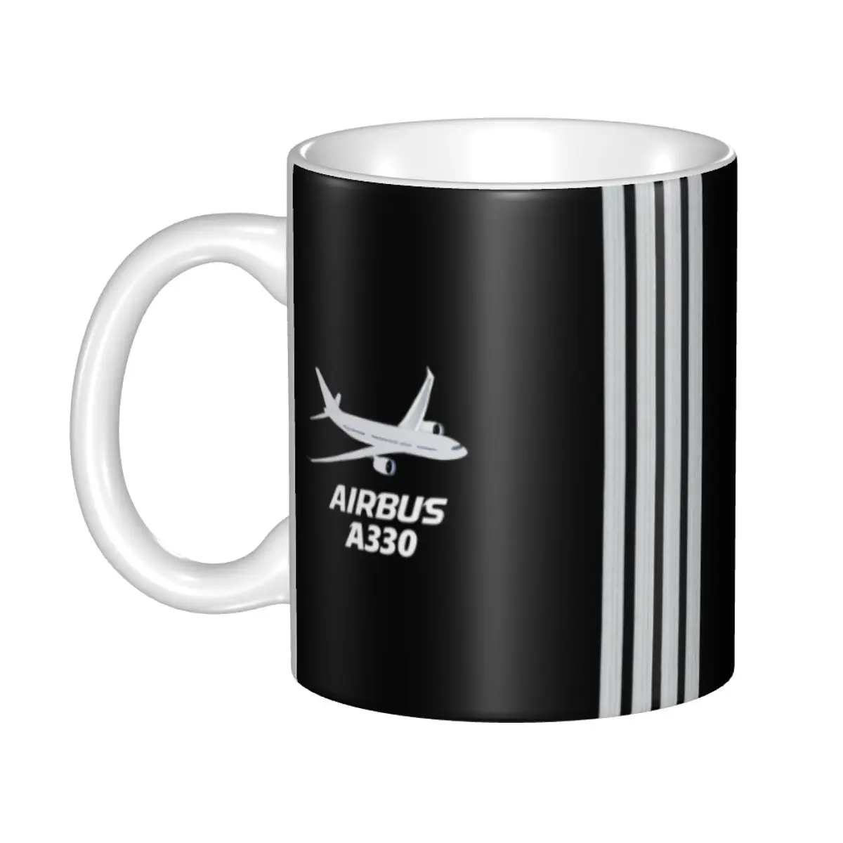 DIY Airbus A330 Captain Stripes Ceramic Mugs Customized Pilot Aviation Aviator Airplane Coffee Cup Creative Gift