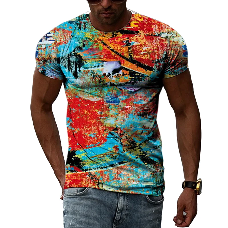 Summer Fashion Cool Style Hip Hop Harajuku Men T-shirts 3D Casual Personality Abstract Trend Print Short Sleeve O-Neck Tees Tops