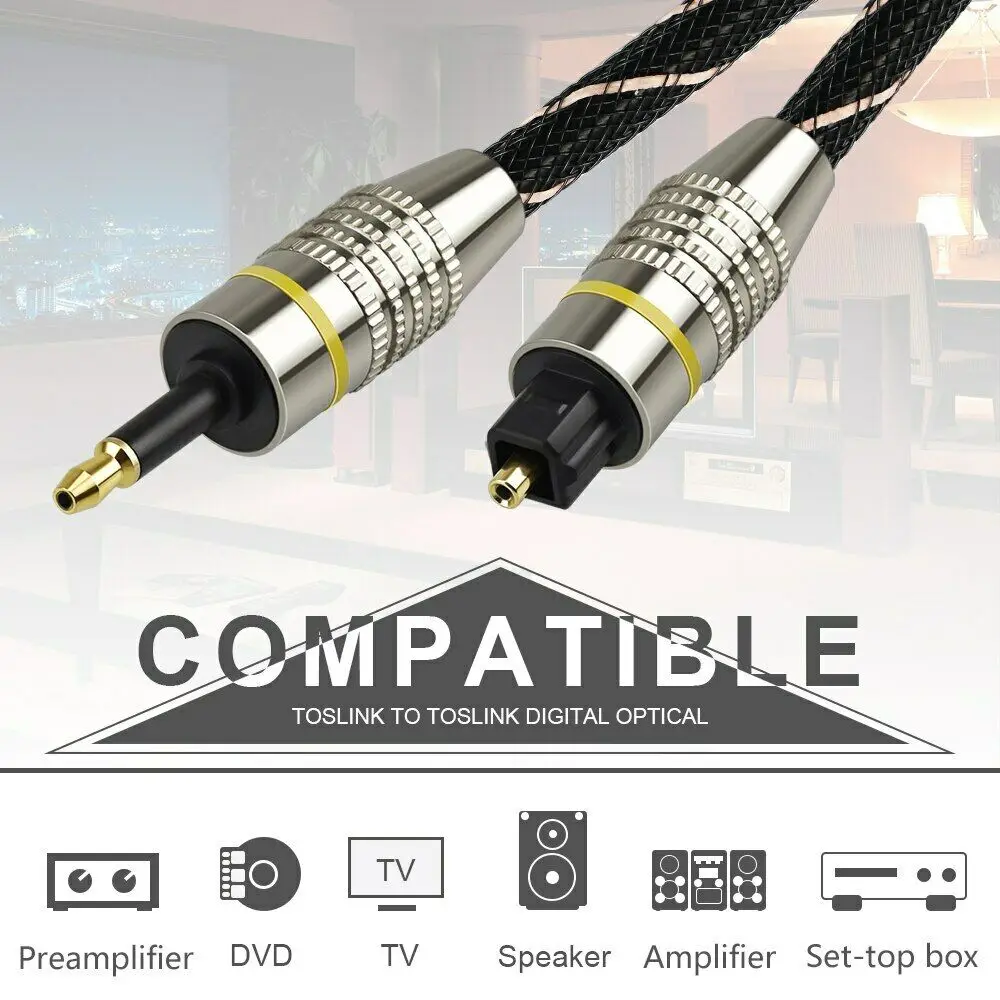 Cable óptico de sonido Digital Toslink a Mini Toslink, 3,5mm, SPDIF, 5M