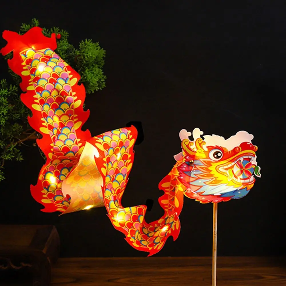 Chinese Dragon Dance Lantern Handmade Traditional Handheld Dragon Lantern Blessing Antique Lantern School Project