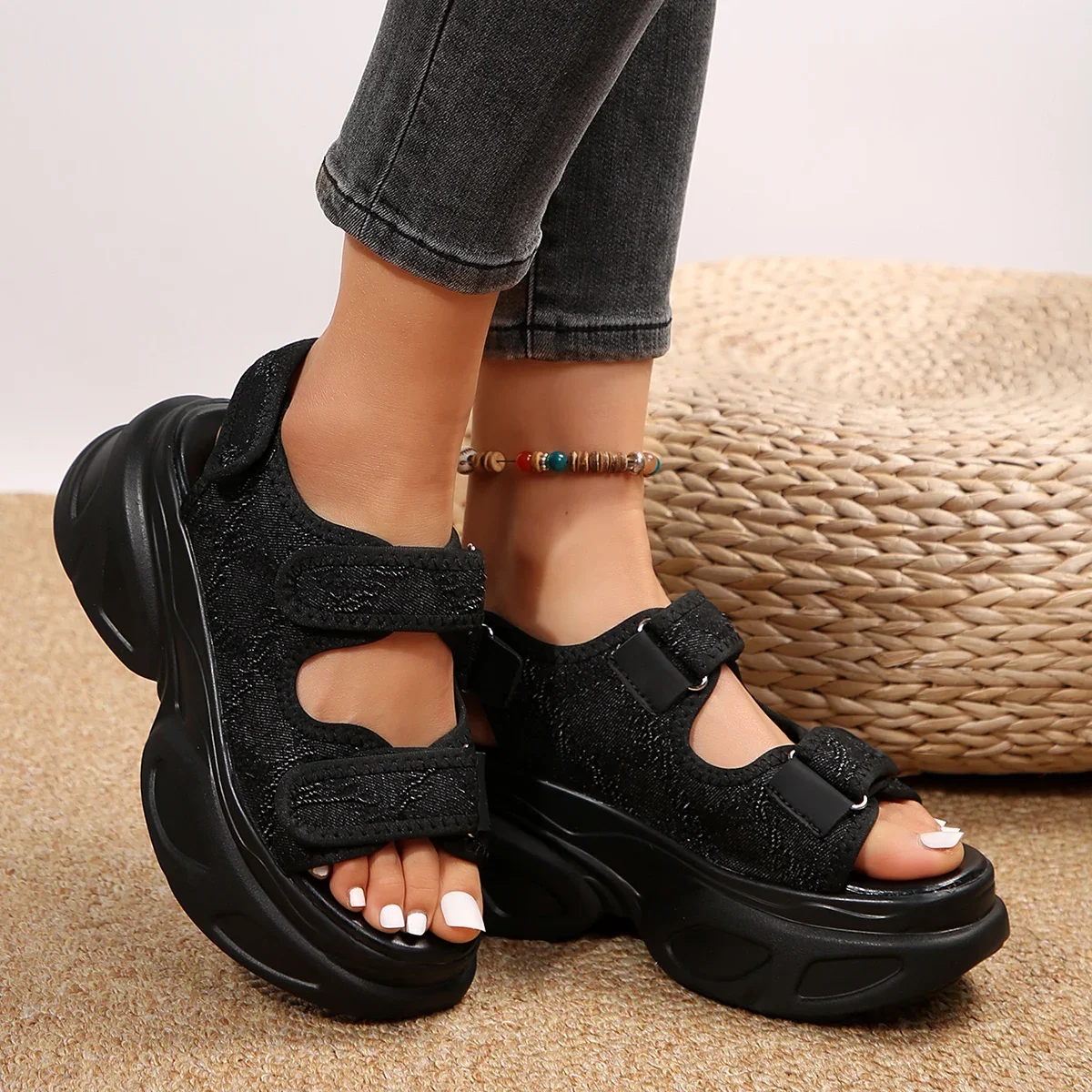 Summer Women\'s Buckle Square Toe High Heel Sandals New Punk Gladiator Platform Chunky Heel Sandals for Women Dress Heeled Shoes