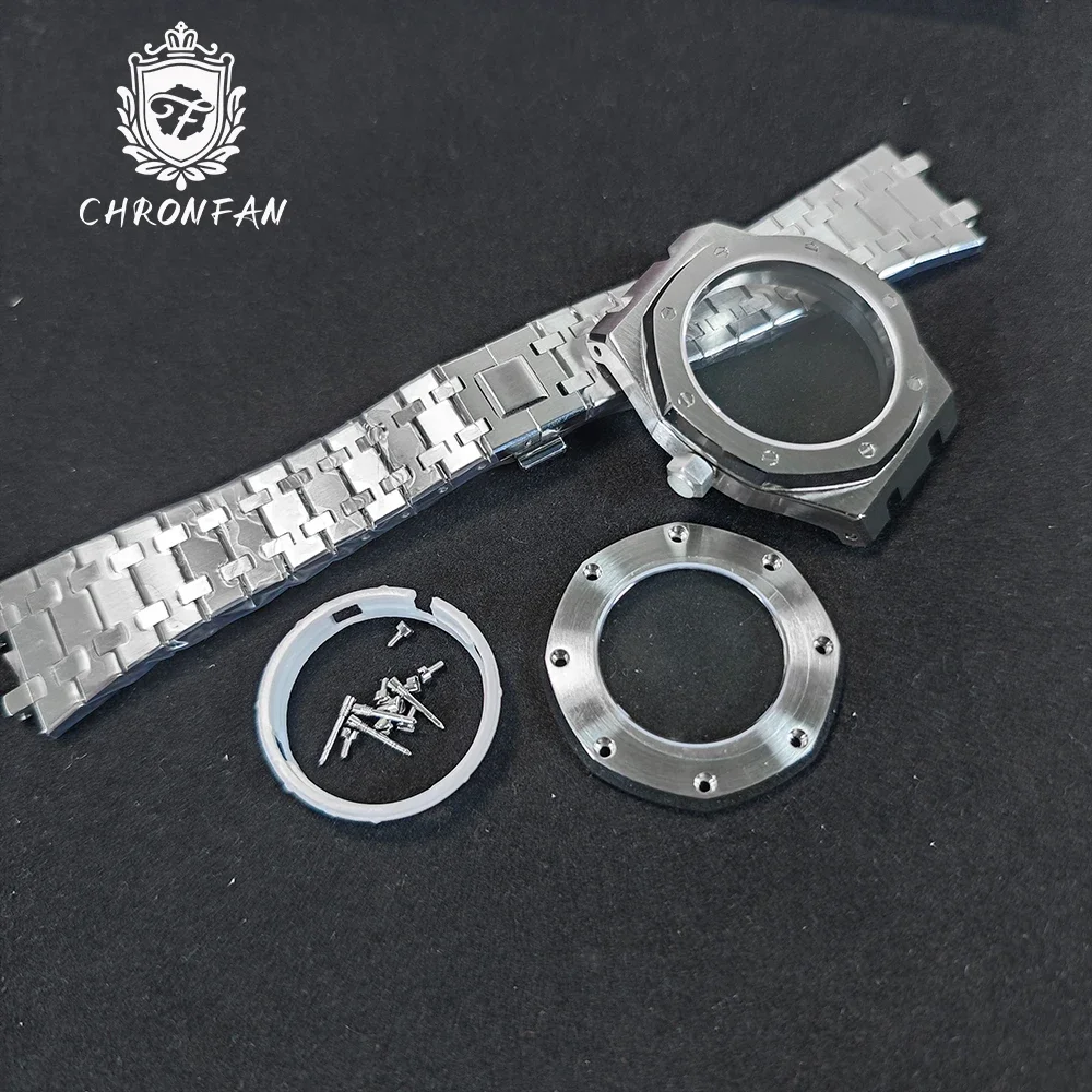 41 مللي متر AP ساعة أجزاء ل NH34 NH35 NH36 حركة شفافة الظهر الياقوت كريستال AP ساعة استبدال الملحقات المعدلة