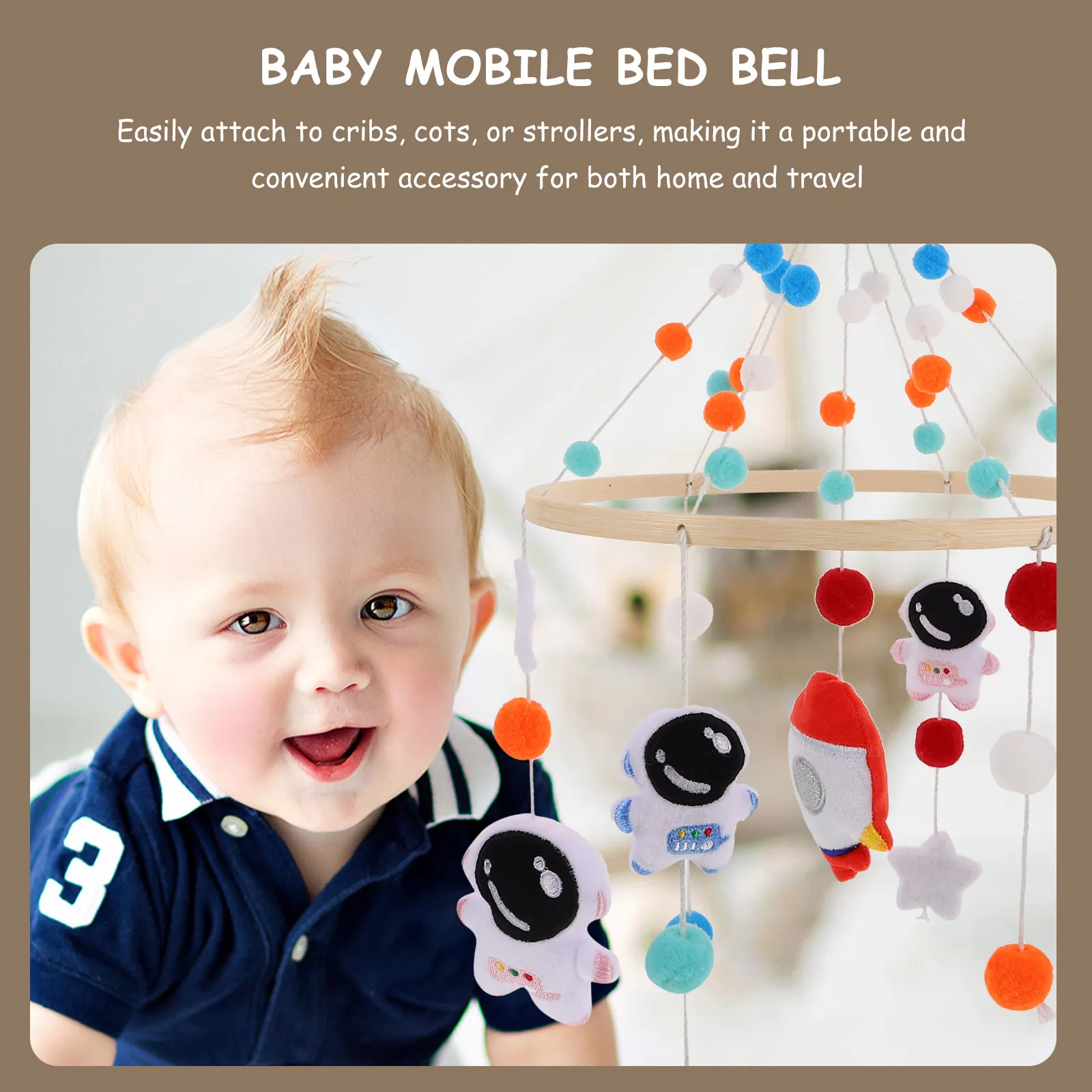 Felt Crib Mobile Handmade Astronaut Rocket Space Nursery Decor Calming Hanging Toy for Baby Cot