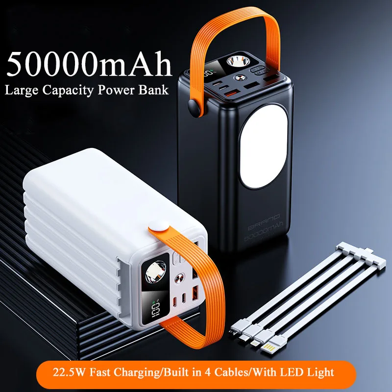 

New 50000mAh 22.5W Large Capacity Power Bank Fast Charging Portable External Battery Charger Powerbank for iPhone Samsung Xiaomi