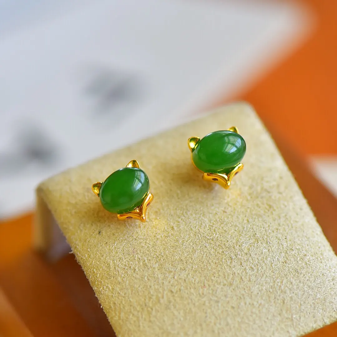 Xinjiang Hetian Jasper Egg Noodle Women's Earrings Earrings Earline Earrings Pendant Hanfu Accessories