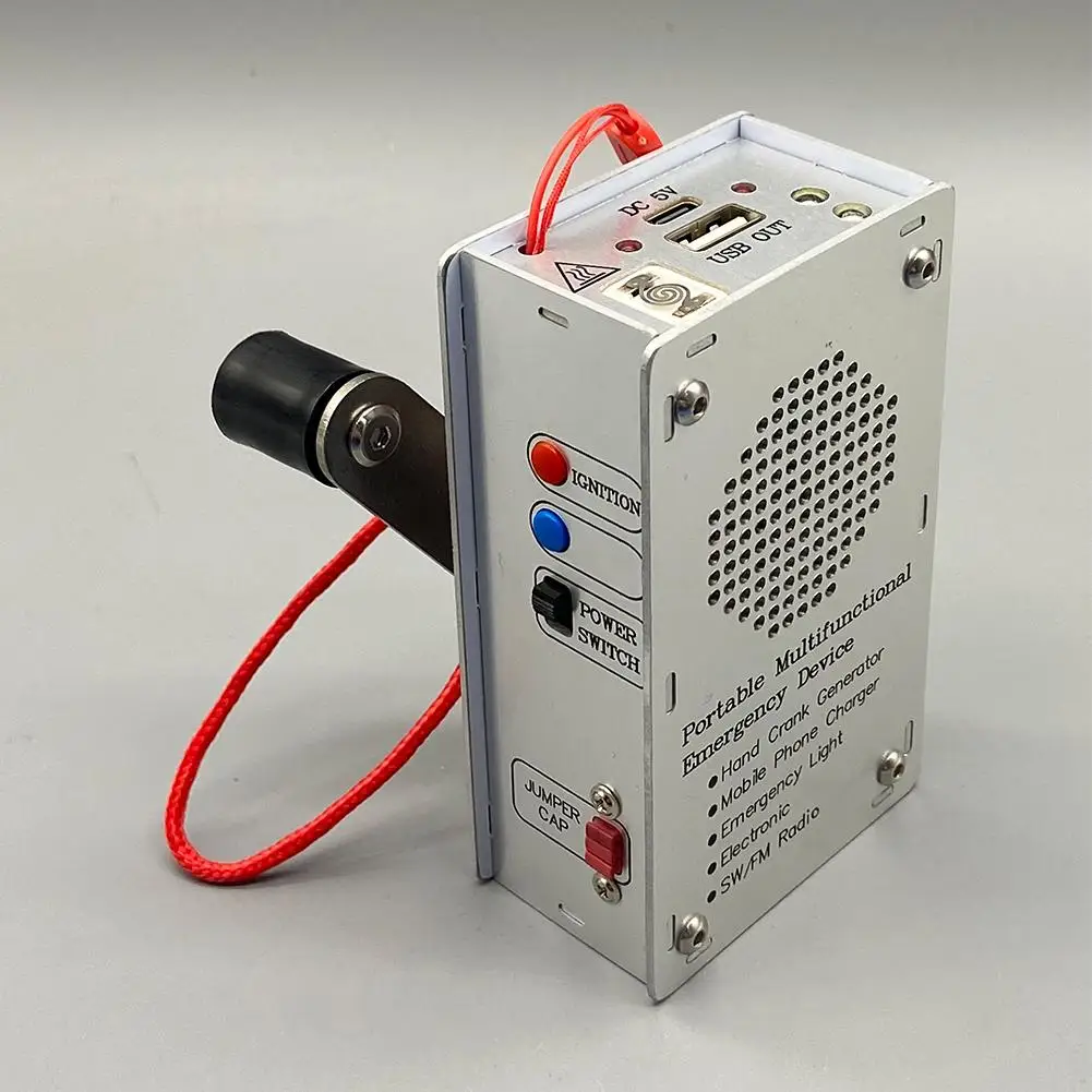 Portable Hand Crank Emergency Generator With LED Flashlight Radio Mobile Charger Ignition Camping Survival Power Equipment