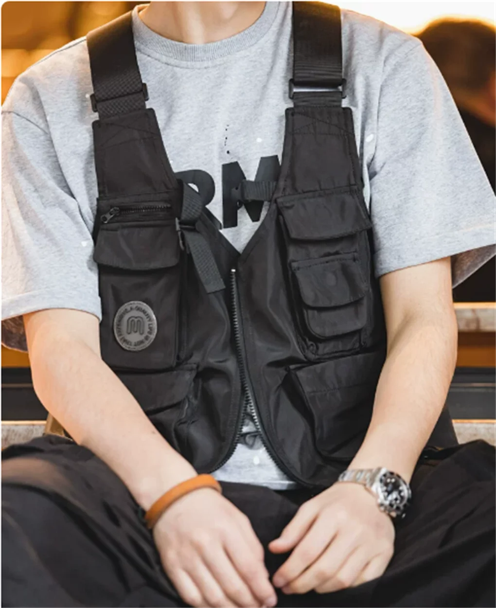 

American retro multi pocket vest