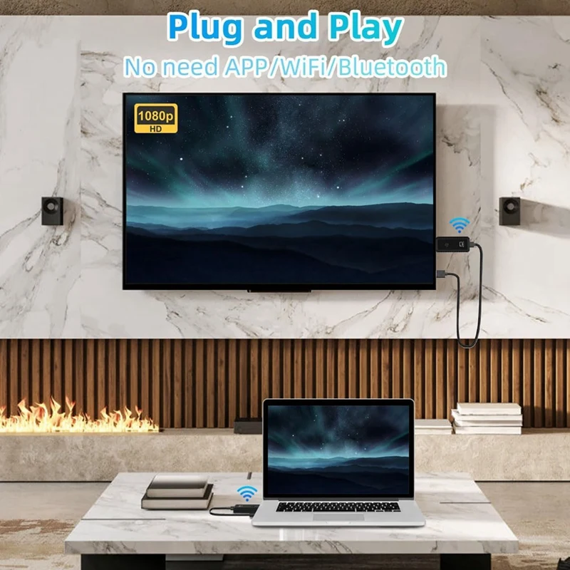 Wireless -Compatible Transmitter and Receiver 100ft/30m, 4K Decode 1080P Output 2.4G/5G Plug&Play-A86Z