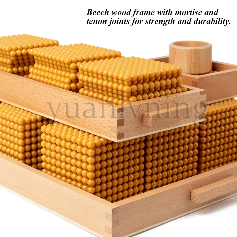 Giocattoli aritmetici per bambini Montessori Perline dorate Gioco di banca Materiali matematici Sussidio didattico decimale Giocattoli matematici