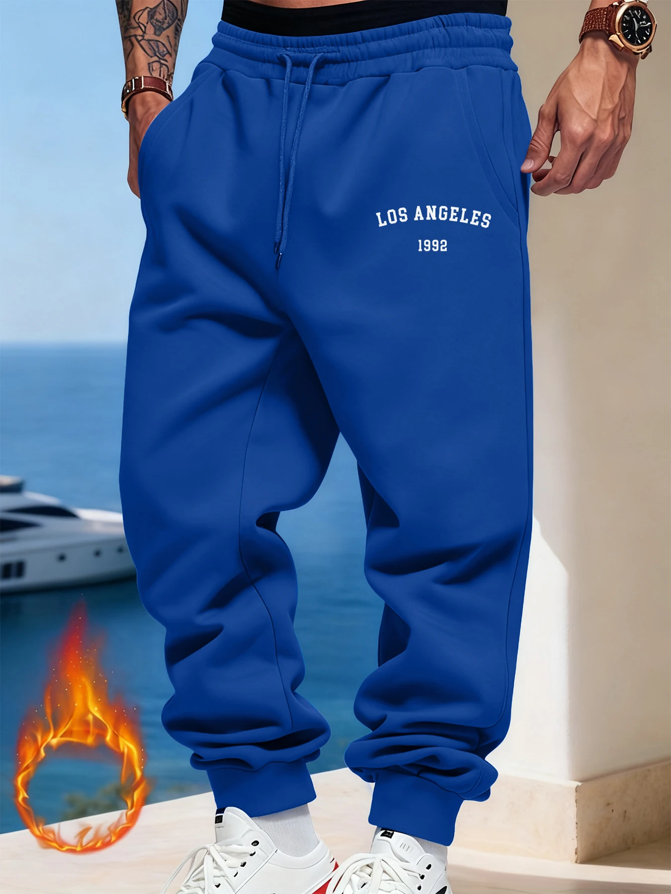 

Los Angeles 1992 Letter Pattern Man Sweatpants Pocket Y2K Pant Elastic Waist All-Match Pants Autumn Fashion Casual Sweatpant