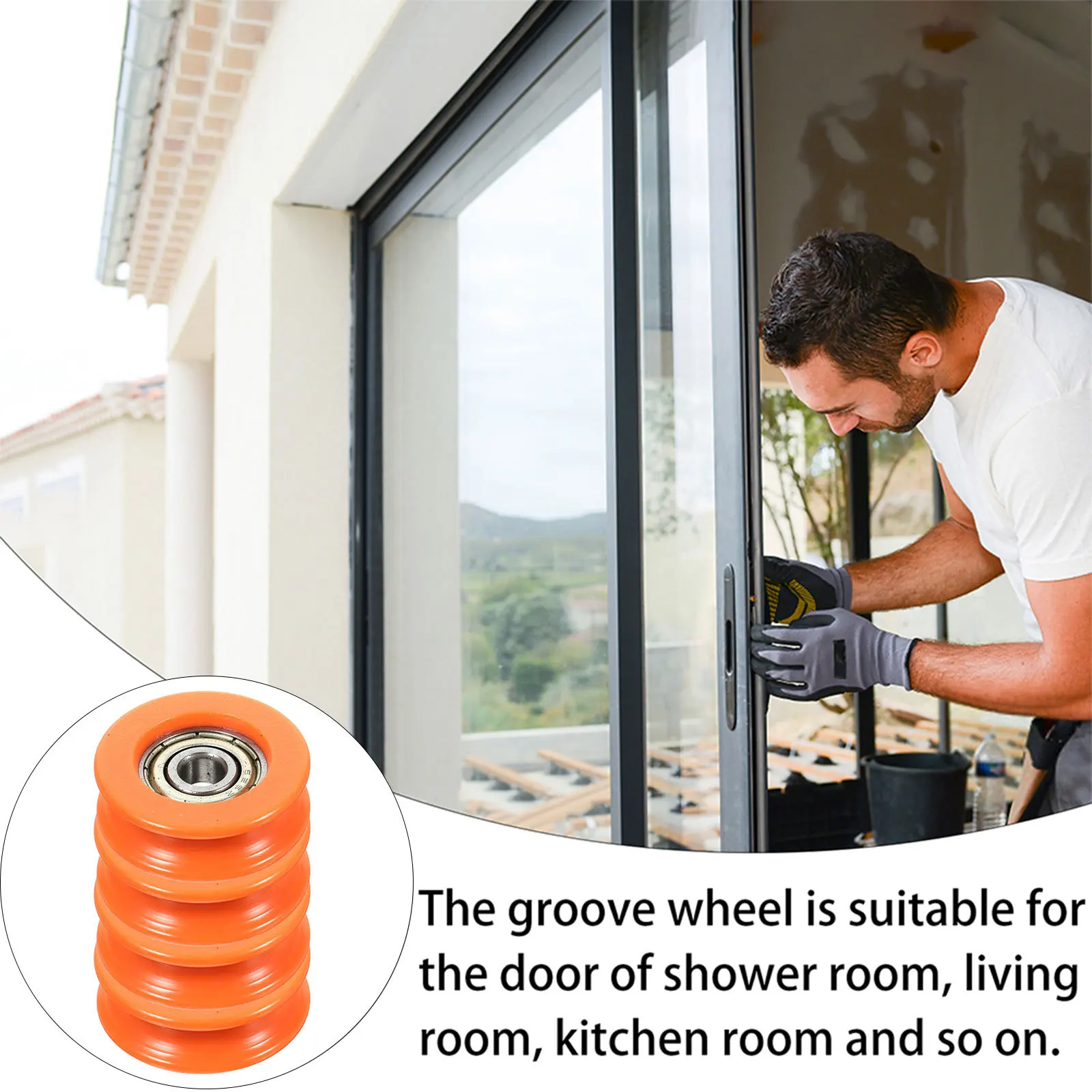 4 قطعة بكرة الأسطوانة انزلاق الباب عجلات U-شكل الأخدود البلاستيك تحمل الثقيلة المسار عجلة لخزانة البوابة المنزلقة #3