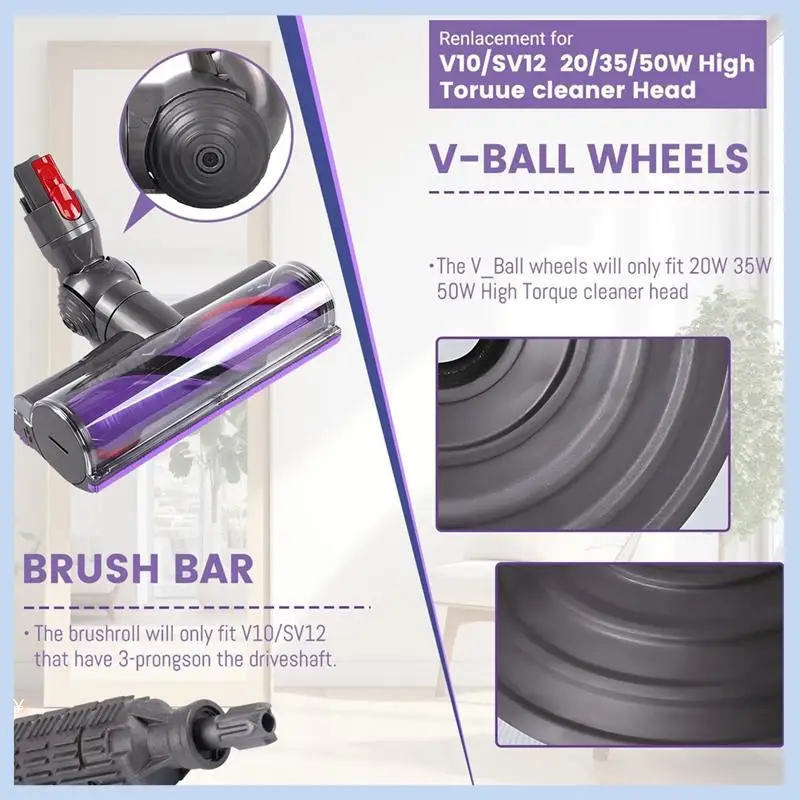 다이슨 V10 SV12 진공 청소기 부품 용 EAS 볼 휠 롤러 브러시 키트 교체, 직접 구동 모터 헤드 용