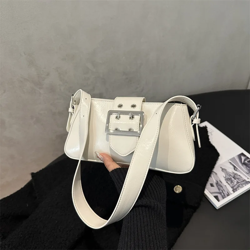 

Vintage Lock Design PU Shoulder Bags for Women Simple Solid Color Ladies Underarm Bag Casual Femlae Phone Handbags Purse