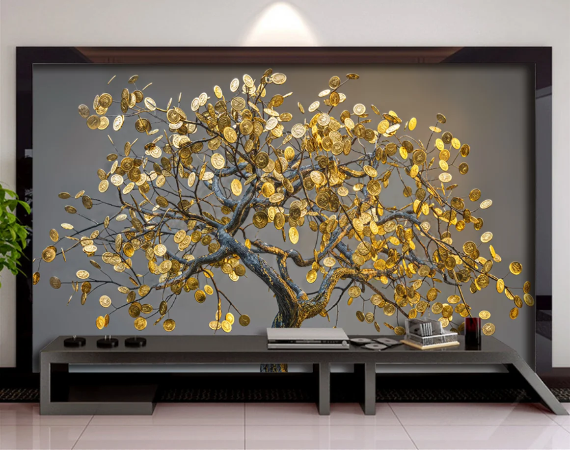 

Customized Size 3D Wealth Tree Mural Wallpaper - Home Decor Simple Relief Tree Painting Decorative Wall Art 3d wallpaper murals