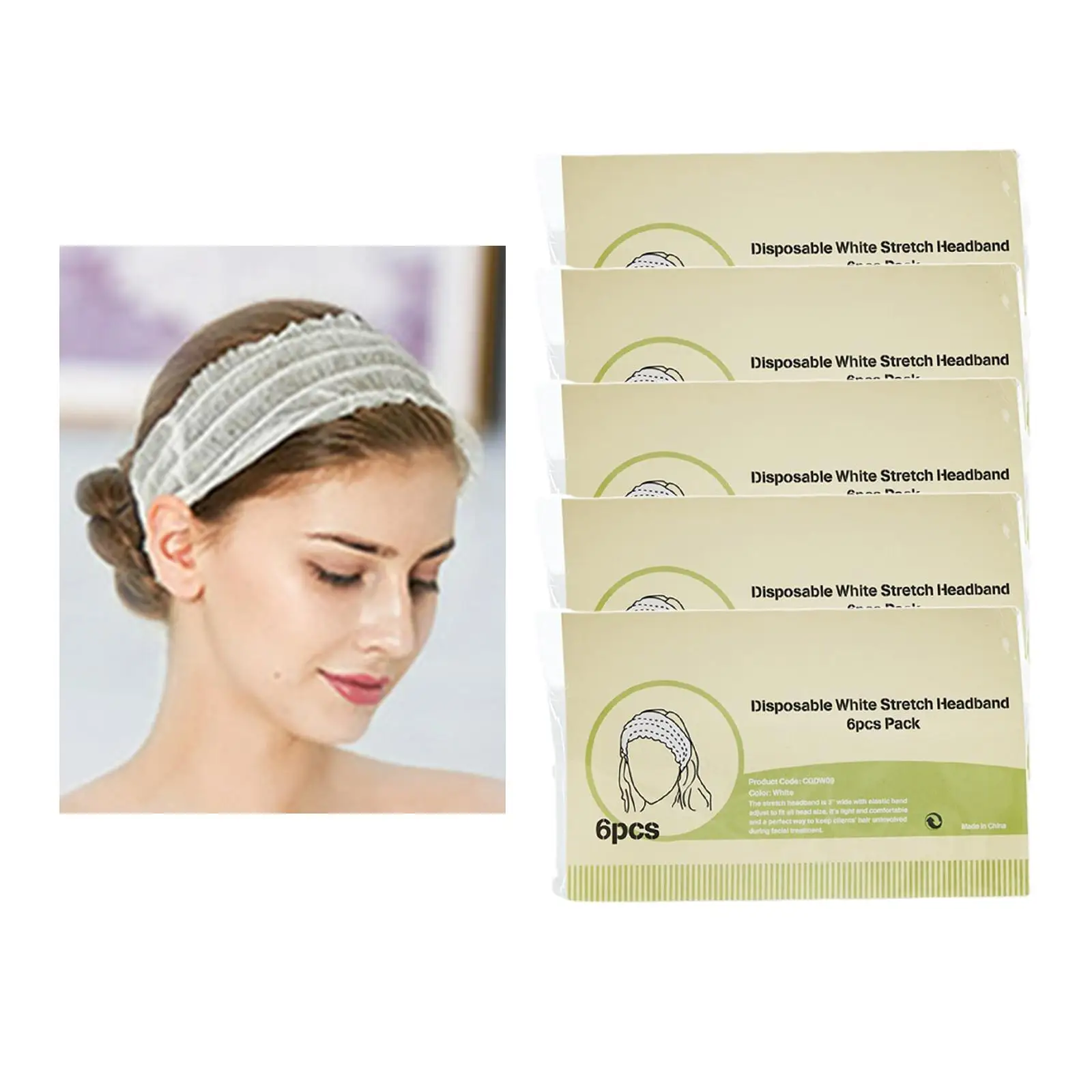 Disposable Headbands Non-Woven Cloth Hair Band Soft for Women Salons Makeup