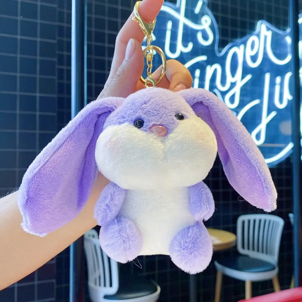 Rabbit Pendant Plush Toy Big Ears Rabbit Velvet Schoolbag Creative Keychain Doll Birthday Gift Cute Bag Charm