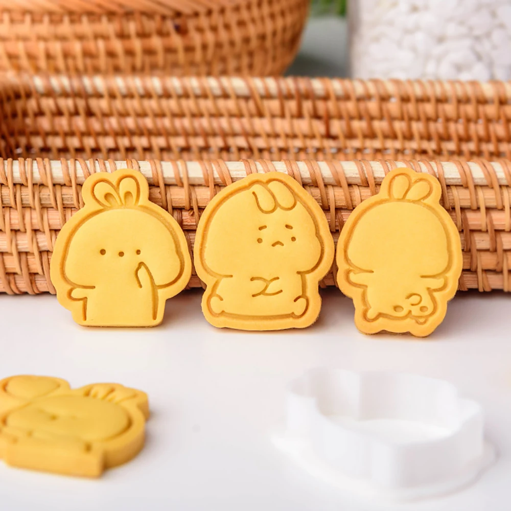 Cute Rabbit Cookie Plunger Cutter Cartoon Baking Mould Cookie Stamp Biscuit DIY Mold Fondant Cake Decorating Tools