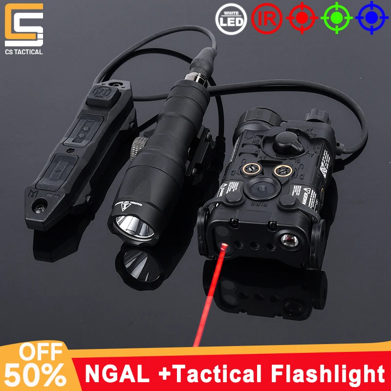 WADSN NGAL Blue Green Red IR Laser Sight Tactical M600U M300A Metal Flashlight White Hunting Light Pressure Switch Fit 20mm Rail