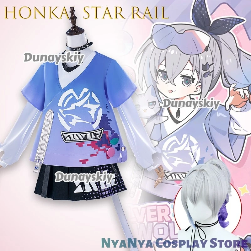هونكاي ستار السكك الحديدية الفضة الذئب كوسبوفري زي صغيرتي Catgirl الزي أنيمي شخصية فستان الشباب Kawaii لطيف هالوين عيد الميلاد