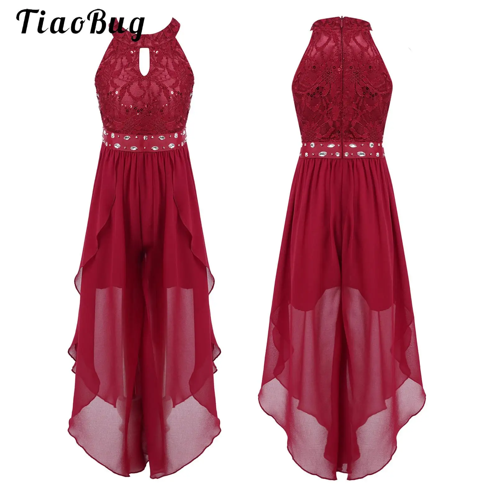 

Girls Sleeveless Romper Maxi Walk-Through Party Dress Summer Flower Girl Chiffon Dress for Wedding Birthday Bridesmaids Gown