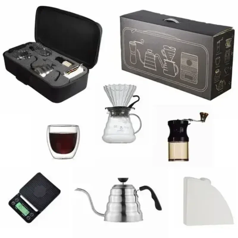 For  V60 Travel Pour-over Coffee Gift Set Stainless Steel Coffee Maker Dripping Home Coffee Storage Gift Box