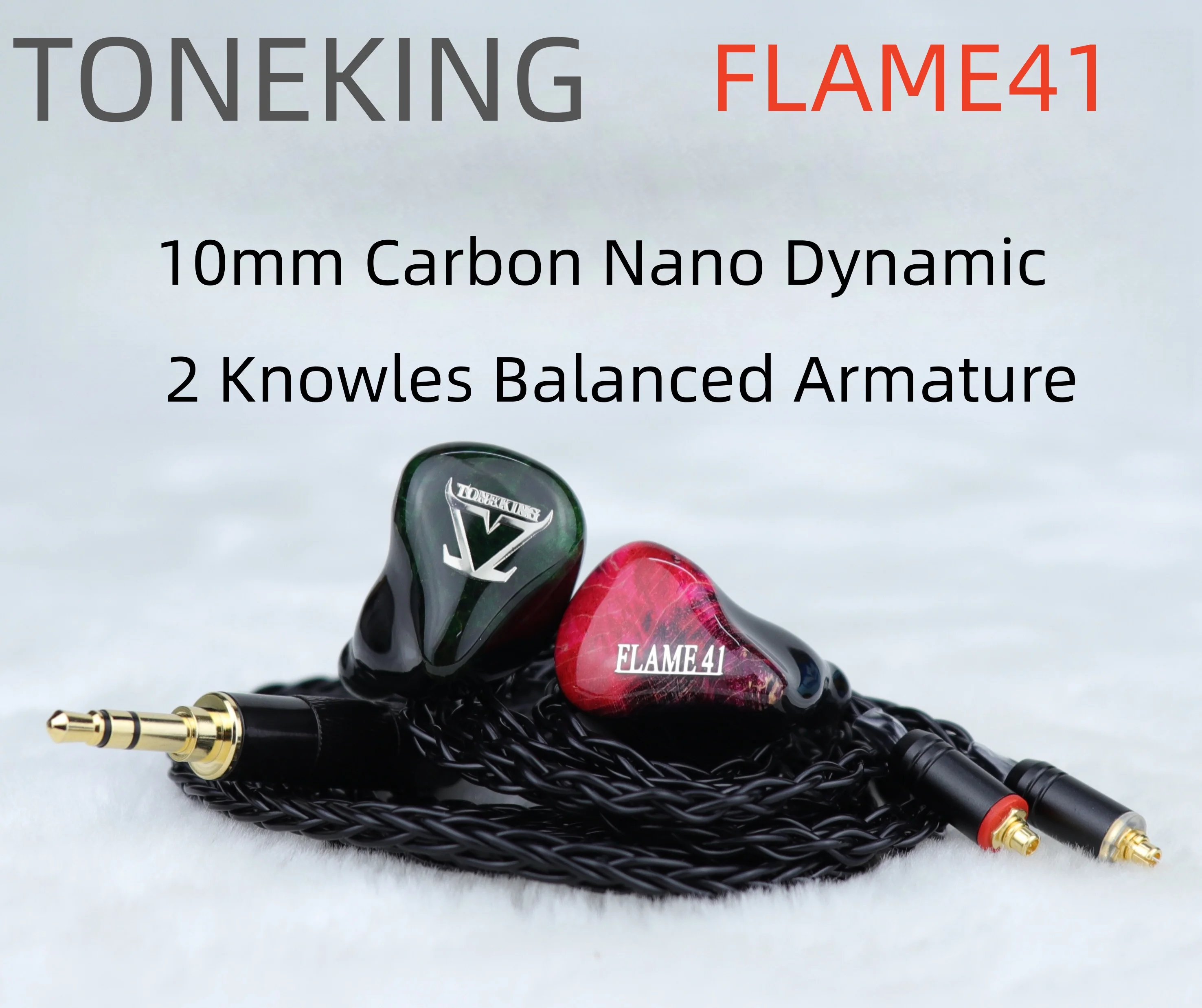 

TONEKING FLAME41 DD+5BA Hybrid Hifi Music Monitor DJ Studio Audiophiles Musicians Stereo Bass MMCX 0.78mm Earphones